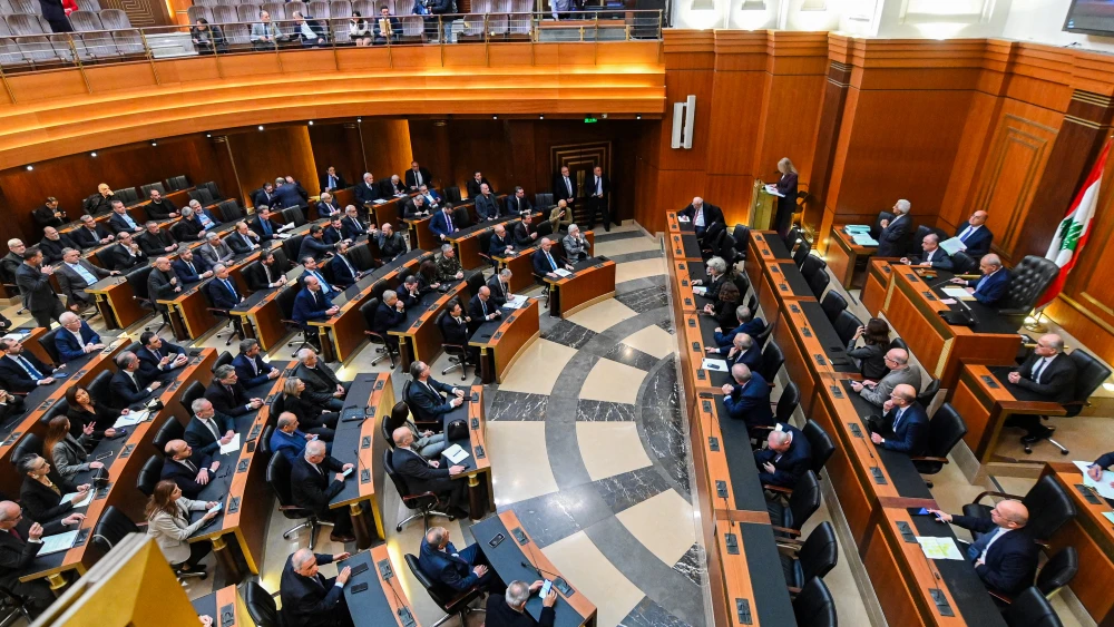 Lebanon's Parliament Speaker Nabih Berri presides over a legislative session in Beirut on March 9, 2026. Photo by Fadel Itani/AFP via Getty Images.