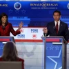 Candidates Nikki Haley and Ron DeSantis during the Republican presidential debate at the Ronald Reagan Presidential Library in Simi Valley, California, Sept. 27, 2023. Source: X/Twitter.