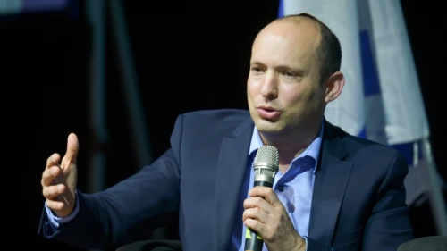 Israeli Education Minister Naftali Bennett speaks during a conference at Tel Aviv University on March 10, 2019. Photo by Flash90.