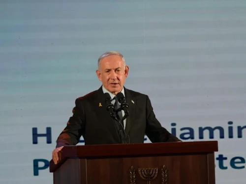 Prime Minister Benjamin Netanyahu addresses an antisemitism conference in Jerusalem on Tuesday. Credit: Amos Ben Gershom/ GPO, May 27, 2025