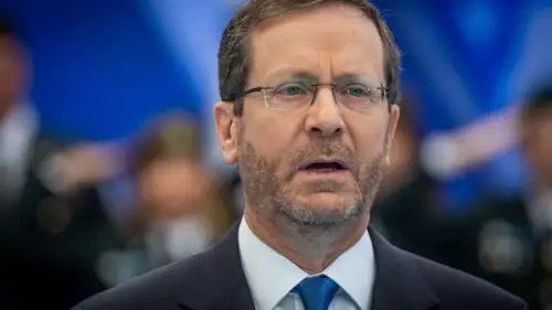 President Isaac Herzog attends an event on Israel's 75th Independence Day, April 26, 2023. Photo by Yonatan Sindel/Flash90.