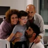 Ohad Monder, 9, reunites with his father and brother after 49 days in Hamas captivity in the Gaza Strip, Nov. 25, 2023. Credit: Schneider Children's Hospital.