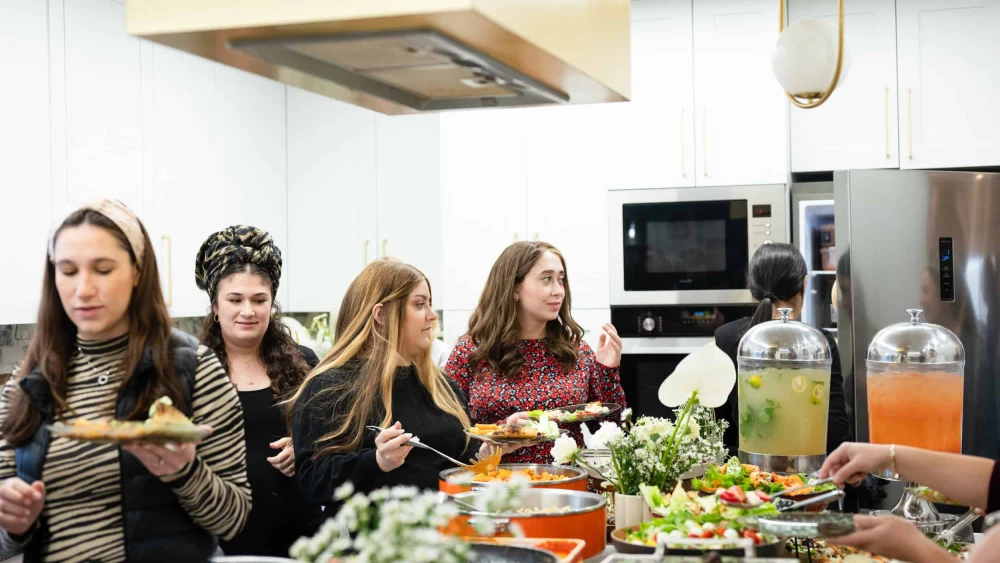 Expectants mothers attend a shared baby shower in Modi'in on Nov. 24, 2024. Photo by Kira Kletsky.