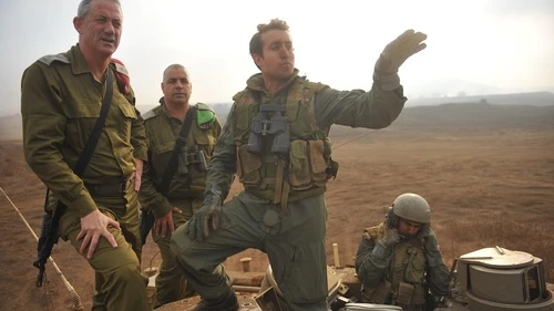 Israel Defense Forces' Chief of Staff Benny Gantz, far left, during a September 2011 visit to the Golan Heights. Credit: IDF.
