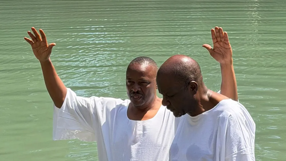 African Christians in the Yardenit Baptismal site on the Jordan River and the Sea of Galilee on September 1, 2026. Credit: Sharon Regev.