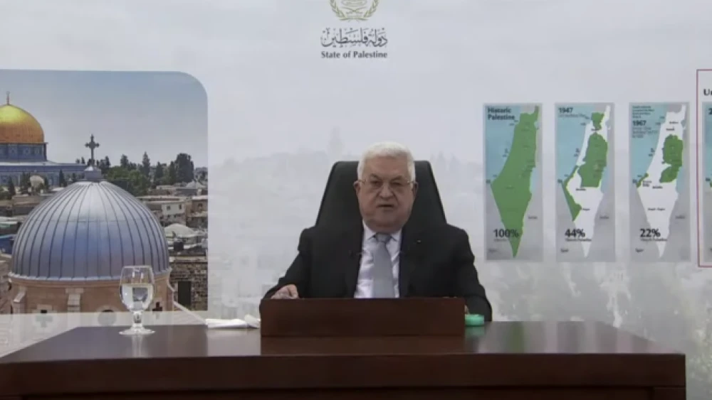 Palestinian Authority leader Mahmoud Abbas addresses the U.N. General Assembly on Sept. 24, 2021. Source: Screenshot.