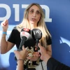 Tami Braslavski, mother of released Israeli hostage Rom Braslavski, speaks to press at Sheba Medical Center, Oct. 15, 2025. Photo by Jonatan Shaul/Flash90.