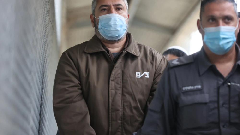 Palestinian American terrorist Muntasir Shalabi is taken to a hearing in Israel's Ofer military court near Ramallah, Oct. 5, 2022. Photo by Flash90.