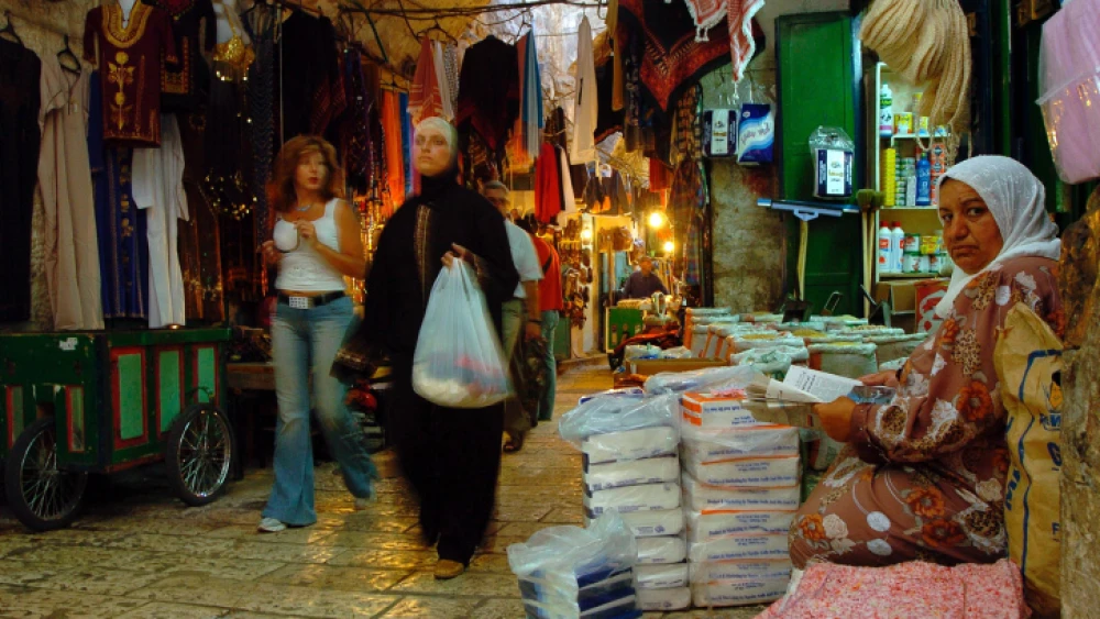 A view of the Arab market in the Old City of Jerusalem. Photo by Nati Shohat/Flash90.
