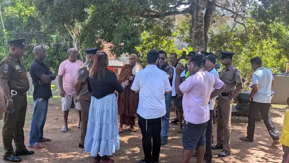 Sri Lankan police outside the Chabad House in Sri Lanka on Aug. 14, 2026. Credit: Chabad-Lubavitch.