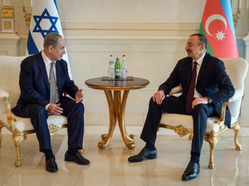 Israeli Prime Minister Benjamin Netanyahu meets with the Azerbaijan President Ilham Heydar Oghlu Aliyev in Baku on Dec. 13, 2016. Photo by Haim Zach/GPO.