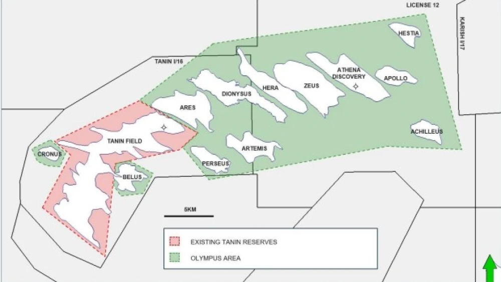 A map of the "Olympus Area" in Israel's Exclusive Economic Zone. Source: Energean.
