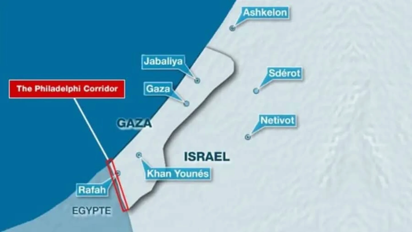 The location of the Philadelphi Corridor on Gaza's border with Egypt. Credit: Hamzé Attar/X.