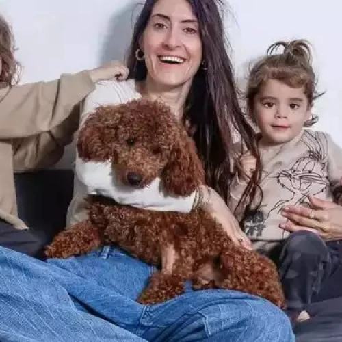 The Yung family with their dog, Monty. Photo by Yehoshua Yosef.