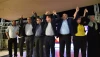 Arab Joint List Party candidates celebrate as the first results in the Israeli elections are announced, Sept. 17, 2019. Photo by Basel Awidat/Flash90.