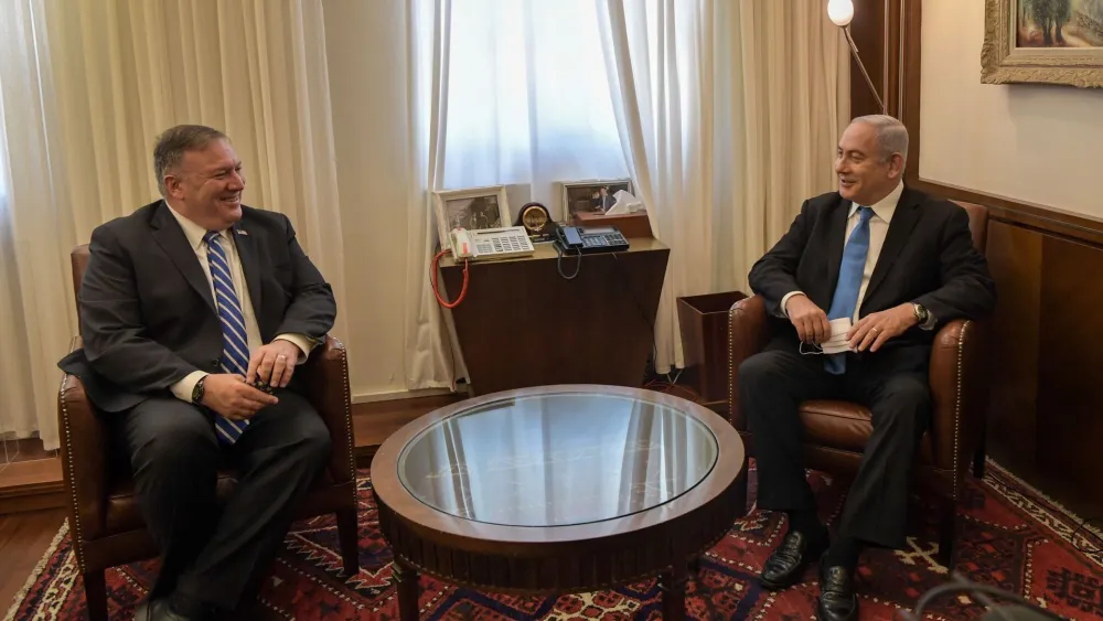 U.S. Secretary of State Mike Pompeo with Israeli Prime Minister Benjamin Netanyahu on Aug. 24, 2020. Credit: Kobi Gideon/GPO.