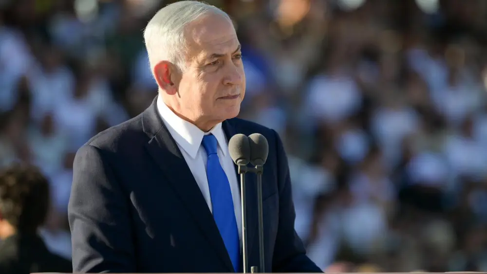 Prime Minister Benjamin Netanyahu addresses IDF officers at a graduation ceremony for the Combat Officers’ Course at the Bahad 1 military academy in Mitzpe Ramon on June 25, 2026. Credit: GPO.