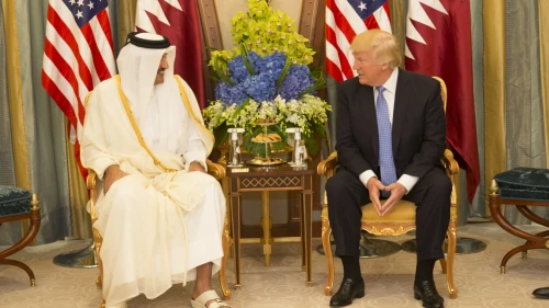 U.S. President Donald Trump meets with Emir of Qatar Sheikh Tamim bin Hamad Al Thani in Saudi Arabia, May 21, 2017. Credit: White House/Shealah Craighead.