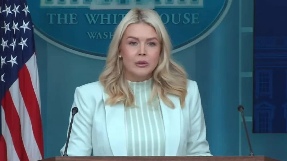 White House Press Secretary Karoline Leavitt briefs media, March 25, 2026. Credit: White House.