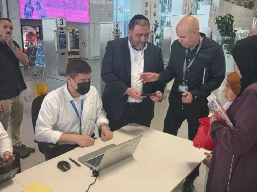 Israel Interior Minister Moshe Arbel at Ramon Airport near Eilat, April 1, 2025. Credit: Population and Immigration Authority.