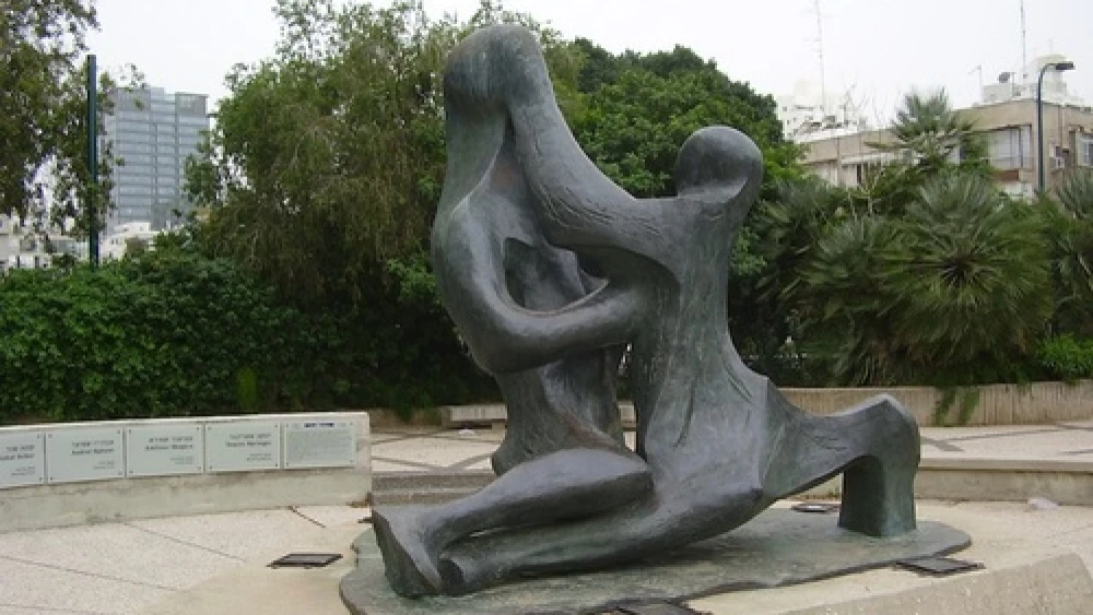 Click photo to download. Caption: A memorial in Tel Aviv for the 11 Israeli team members killed by Palestinian terrorists at the 1972 Munich Olympics. Credit: Avishai Teicher.