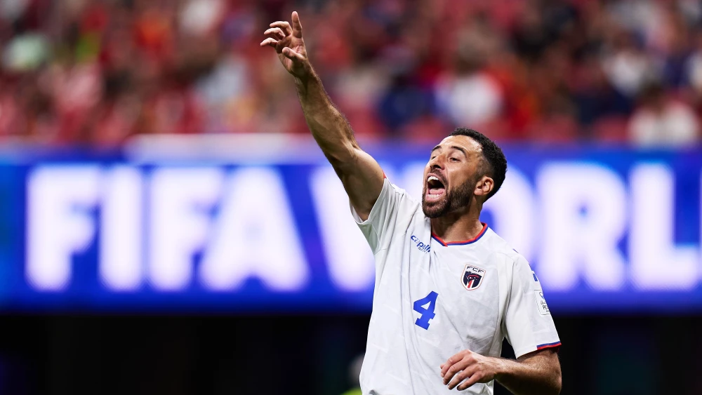 Roberto Carlos (“Pico”) Lopes of the Cabo Verde soccer team reacts during the FIFA World Cup 2026 Group H match between Spain and Cabo Verde at Atlanta Stadium in Georgia, June 15, 2026. Photo by Juan Luis Diaz/Quality Sport Images/Getty Images.