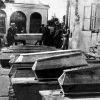 Coffins containing the bodies of Jews killed in the Kielce pogrom in Poland post-Holocaust and World War II, July 6, 1946. Courtesy of the United States Holocaust Memorial Museum in Washington, D.C.