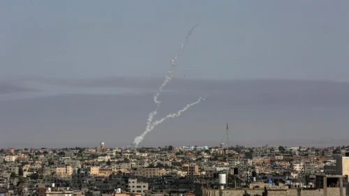 Rockets fired by Hamas towards Israel from the city of Rafah, in the southern Gaza Strip, on May 20, 2021. Photo by Abed Rahim Khatib/Flash90.