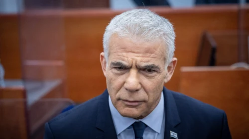 Yesh Atid Party leader Yair Lapid at the Jerusalem District Court, June 12, 2023. Photo by Yonatan Sindel/Flash90.