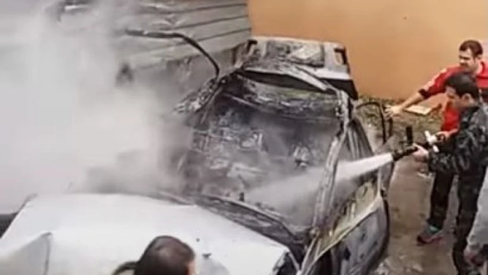Hamdan’s car after the bombing, Jan. 2018. Source: YouTube screenshot.