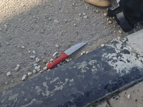 The knife used in a Palestinian stabbing attack at a checkpoint near Jerusalem on March 13, 2024. Credit: Israel Police.