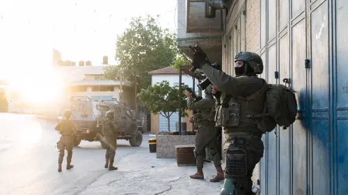 Israel Defense Forces search a West Bank village as part of a manhunt for the perpetrators of a drive-by shooting at Tapuach Junction near Ariel, May 4, 2021. Credit: IDF.