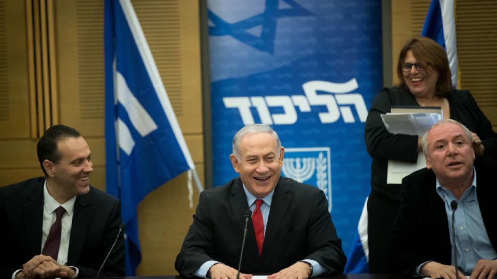 Israeli Prime Minister Benjamin Netanyahu at a Likud Party meeting in the Knesset on Feb. 26, 2018. Credit: Yonatan Sindel/Flash90.