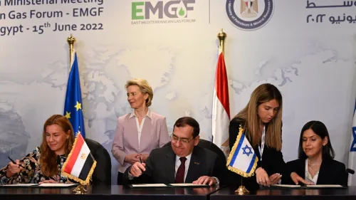 Egypt, Israel and the European Union signed a Memorandum of Understanding (MoU) to increase natural-gas sales to the European Union on June 15, 2022. Source: Naftali Bennett/Twitter.