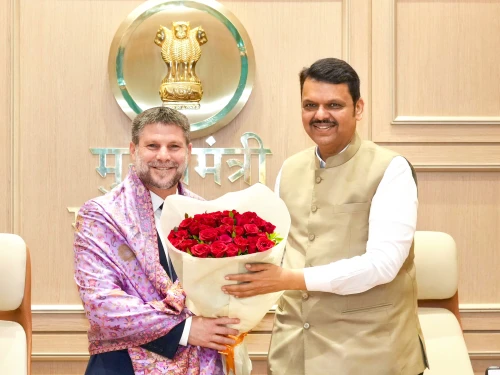 Israeli Finance Minister Bezalel Smotrich meets Devendra Fadnavis, the chief minister of Maharashtra, in Mumbai, Sept. 9, 2025. Credit: Government of Maharashtra.