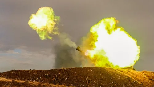 IDF artillery fires at an enemy target in Lebanon, Nov. 2, 2023. Photo by Ayal Margolin/Flash90.