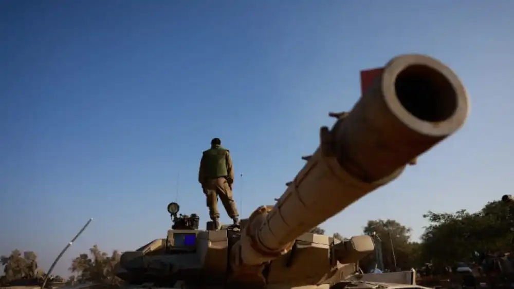 Israeli soldiers seen at a staging area near the southern Israeli border with Gaza, Oct. 12, 2023. Photo by Chaim Goldberg/Flash90.
