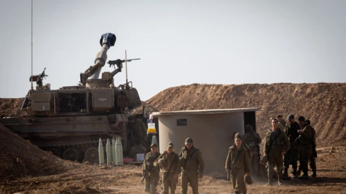 Israel Defense Force Artillery Corps seen near the Israeli border with Gaza on Aug. 7, 2022. Photo by Yonatan Sindel/Flash90.
