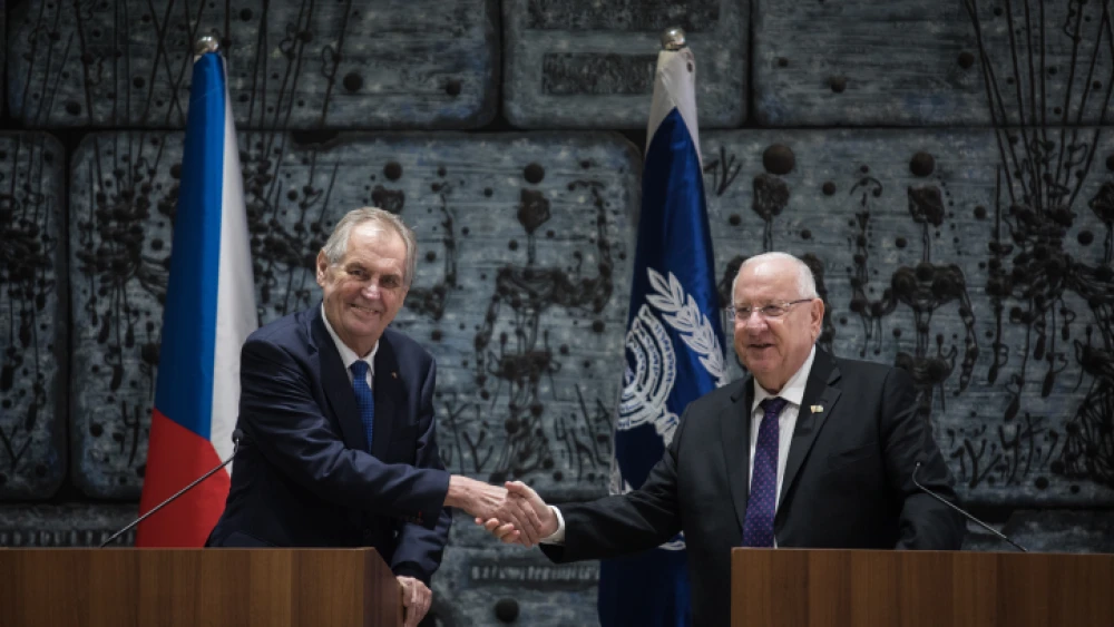 President of the Czech Republic Miloš Zeman Israeli President Reuven Rivlin hold a joint press conference at the president's residence in Jerusalem on Nov. 26, 2018. Photo by Hadas Parush/Flash90.