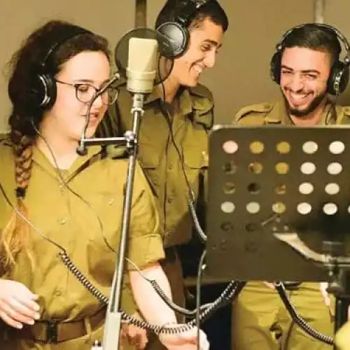 An IDF musical troupe crafts new renditions of favorite songs. Credit: Courtesy of IDF Education and Youth Corps' filming unit.