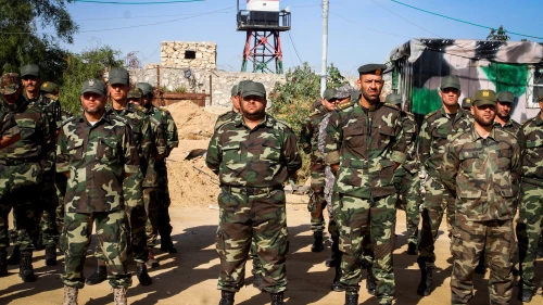 Members of Hamas's security forces patrol an area along the border between the Gaza Strip and Egypt. Photo by Abed Rahim Khatib/Flash90.