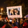 A protests against a former Israeli Prime Minister Benjamin Netanyahu being offered a plea bargain, near the home of Attorney General Mandelblit, in Petah Tikva, Jan. 15, 2022. Photo by Chen Leopold/Flash90.
