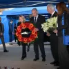 Israeli Prime Minister Benjamin Netanyahu and his wife, Sara, lay a wreath at the site of a car-ramming attack in Tel Aviv, April 16, 2023. Photo by Amos Ben-Gershom/GPO.