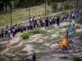 Children and their parents gather around a bonfire ahead of the Jewish holiday of Lag Ba'omer, in the northern Israeli city of Tzfat, May 8, 2023. Photo by Gershon Elinson/Flash90