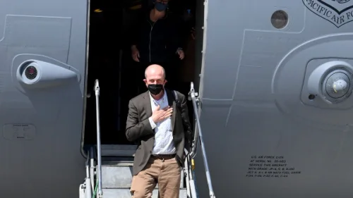 U.S. Deputy Assistant Secretary for Israel-Palestinian Affairs Hady Amr arriving in Israel on May 14, 2021. Source: U.S. Embassy Jerusalem/Twitter.