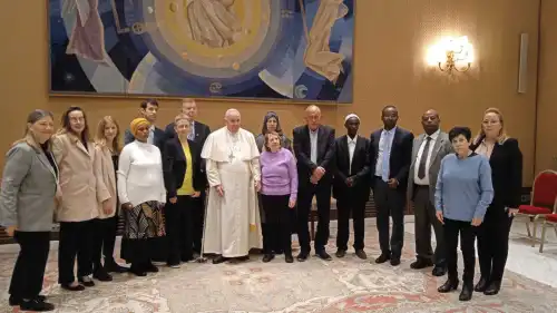 Pope Francis meets at the Vatican with relatives of the Israelis being held by Hamas in the Gaza Strip, Dec. 21, 2022. Credit: Israeli Embassy to the Holy See.