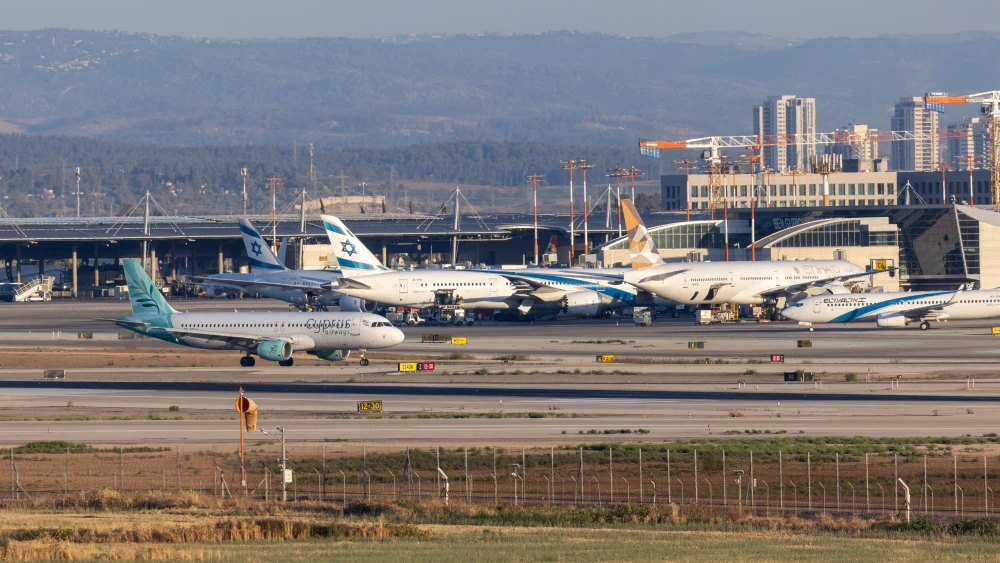 Airplanes are seen at Ben Gurion Airport near Tel Aviv, May 24, 2026. Photo by Yossi Aloni/Flash90.
