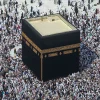 The Kaaba in Mecca surrounded by worshippers at the center of Islam's most important mosque, the Great Mosque of Mecca. Credit: Wikimedia Commons.