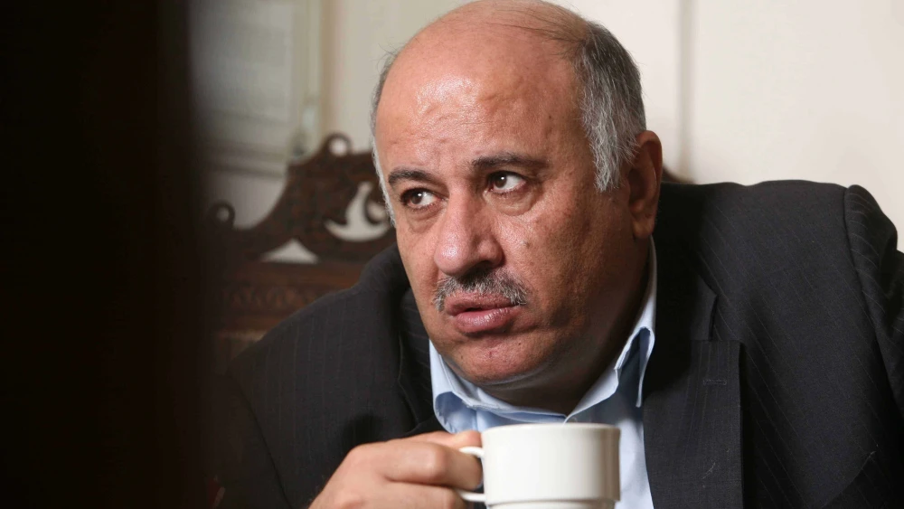 Portrait of Fatah member Jibril Rajoub in Jerusalem