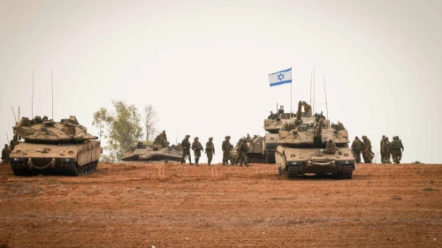 IDF soldiers near the Israeli-Gaza border in southern Israel, Oct. 9, 2023. Photo by Chaim Goldberg/Flash90.